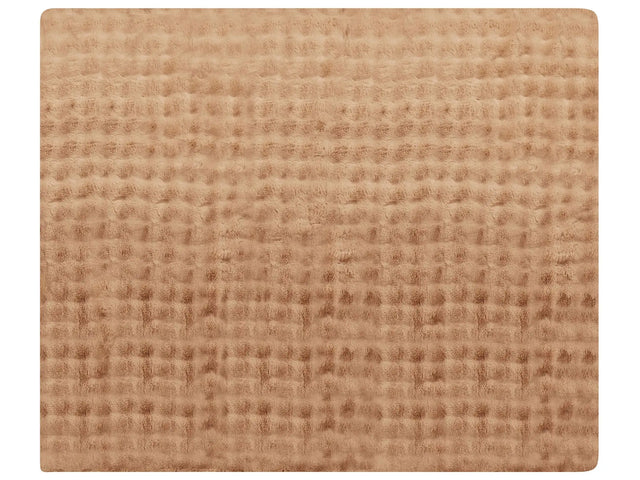 Bedspread Blanket Brown Soft Faux Rabbit Fur Fabric 200 x 220 cm Shaggy Blanket Bedding Beliani