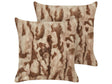 Set of 2 Throw Pillows Brown Faux Fur 45 x 45 cm Soft Fluffy Scatter Cushions Beliani