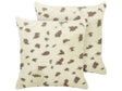 Set of 2 Throw Pillows Beige Faux Fur 45 x 45 cm Soft Fluffy Scatter Cushions Beliani