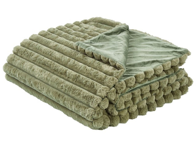 Decorative Bed Throw Green Polyester 150 x 200 cm Soft Fabric Bedroom Beliani