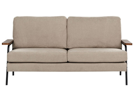 Sofa Taupe Fabric Polyester Upholstery Metal Legs 3 Seater Thickly Padded Classic Style Living Room Furniture Beliani