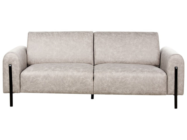 Sofa Grey Fabric Metal Legs 3 Seater Lether Look Classic Couch Settee Adjustable Backrest Living Room Modern Beliani