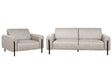 Living Room Set Grey Fabric Metal Legs 3 Seater Sofa Lether Look Classic Couch Armchair Settee Adjustable Backrest Living Room Modern Beliani