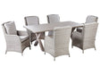 Garden Dining Set Grey PE Rattan 6-Seater Table and 6 Chairs with Beige Cushions Beliani