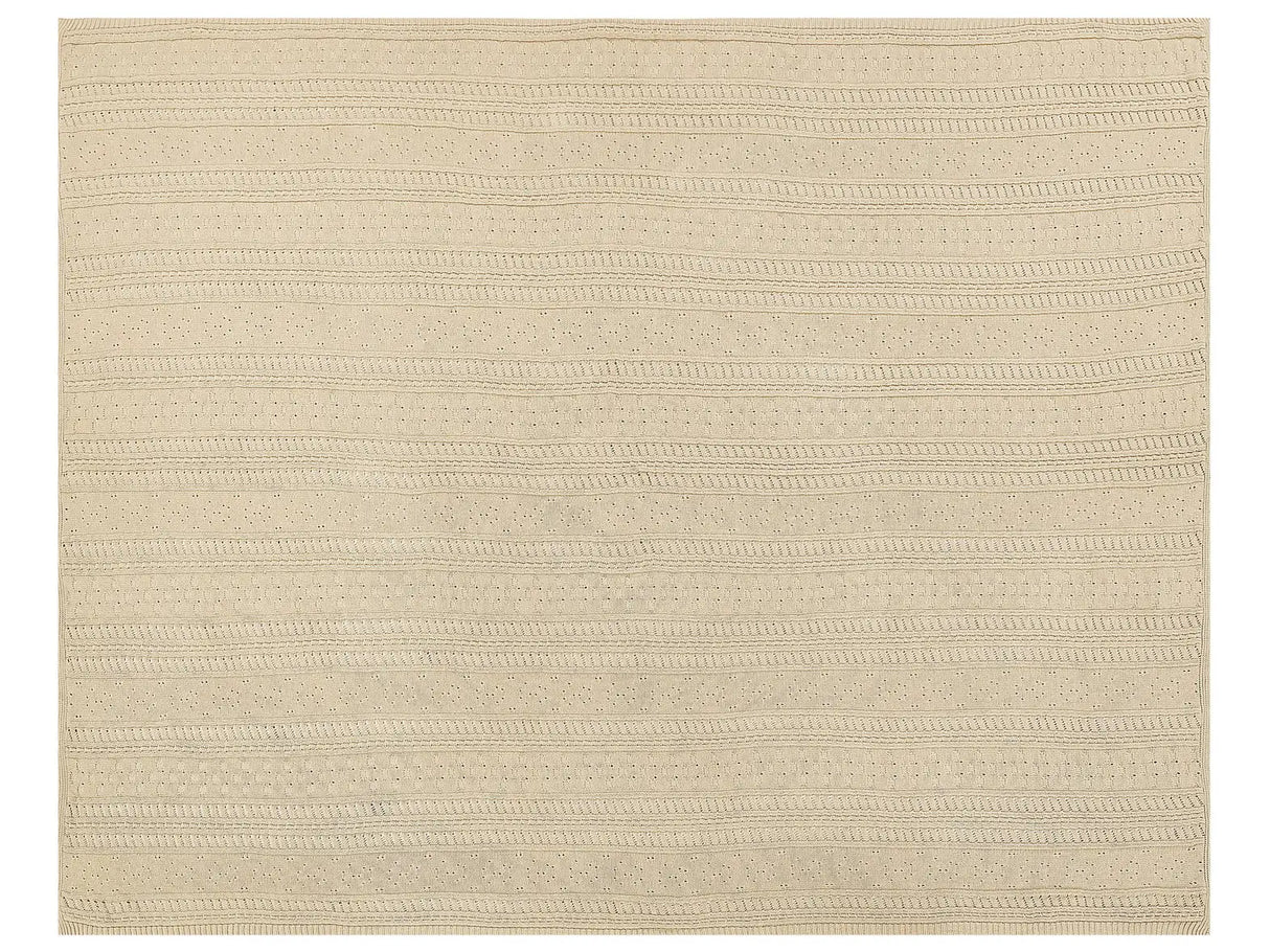 Bedspread Beige Cotton Fabric 150 x 200 cm Decorative Throw Bedding Classic Design Bedroom Beliani