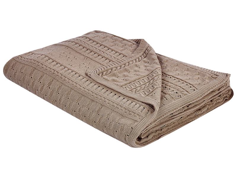 Bedspread Brown Cotton Fabric 150 x 200 cm Decorative Throw Bedding Classic Design Bedroom Beliani