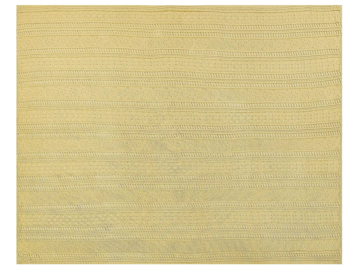 Bedspread Yellow Cotton Fabric 150 x 200 cm Decorative Throw Bedding Classic Design Bedroom Beliani