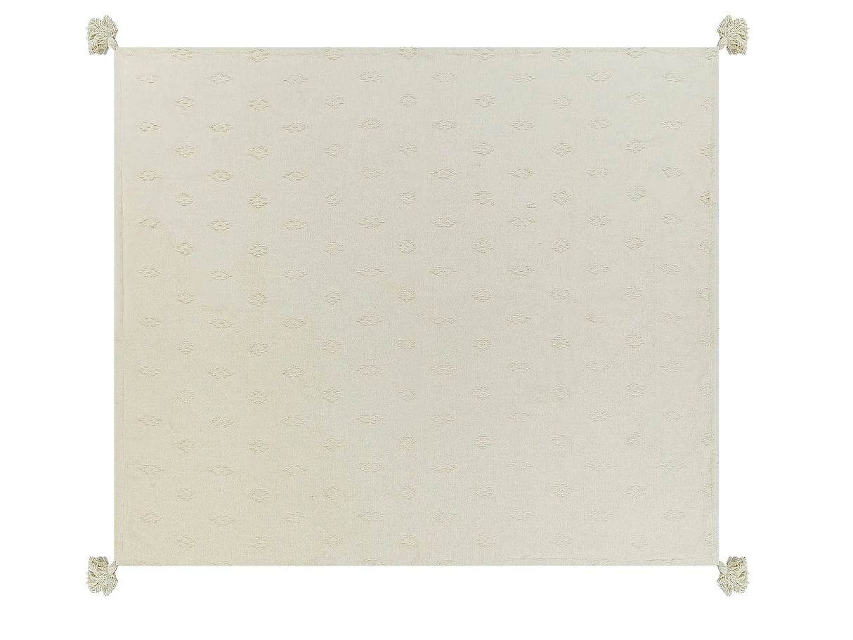 Bedspread Beige Chenille Cotton Fabric 200 x 220 cm with Tassels Decorative Throw Bedding Classic Design Bedroom Beliani