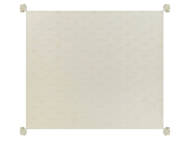 Bedspread Beige Chenille Cotton Fabric 200 x 220 cm with Tassels Decorative Throw Bedding Classic Design Bedroom Beliani