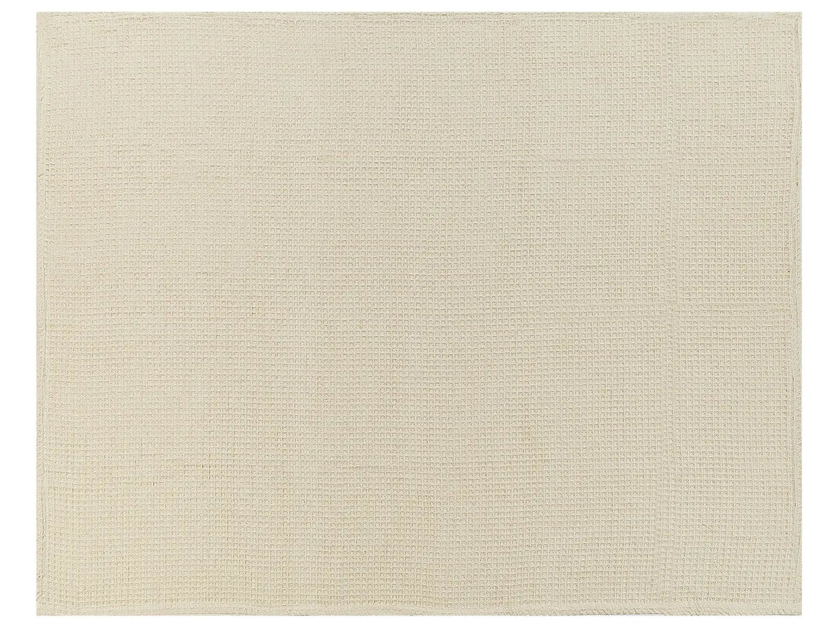 Bedspread Beige Cotton 150 x 200 cm Waffle Pattern Bed Throw Living Room Bedroom Texiles Beliani