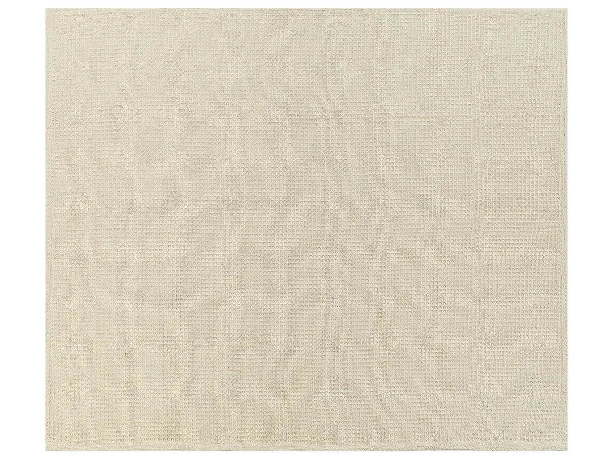 Bedspread Beige Cotton 220 x 240 cm Waffle Pattern Bed Throw Living Room Bedroom Texiles Beliani