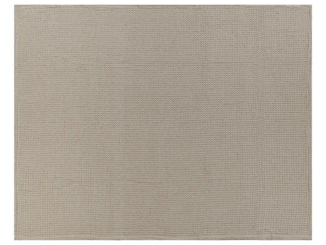Bedspread  Taupe Cotton 150 x 200 cm Waffle Pattern Bed Throw Living Room Bedroom Texiles Beliani