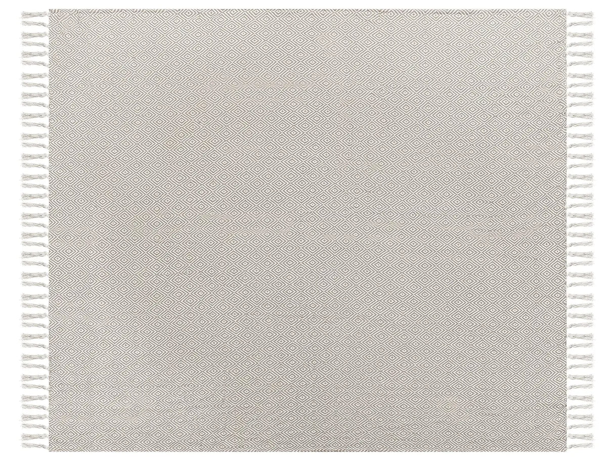 Bedspread Taupe Cotton 200 x 220 cm with Tassels Living Room Bedroom Textiles Beliani