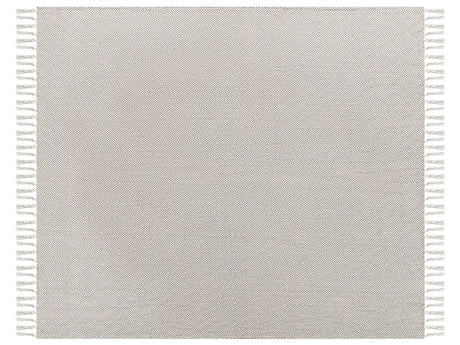 Bedspread Taupe Cotton 200 x 220 cm with Tassels Living Room Bedroom Textiles Beliani
