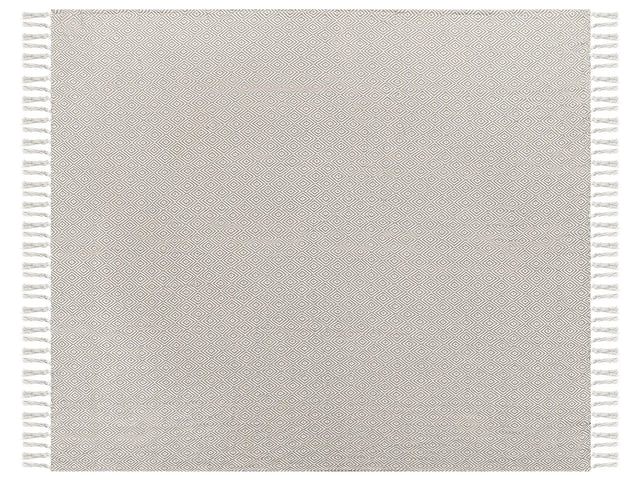 Bedspread Taupe Cotton 200 x 220 cm with Tassels Living Room Bedroom Textiles Beliani