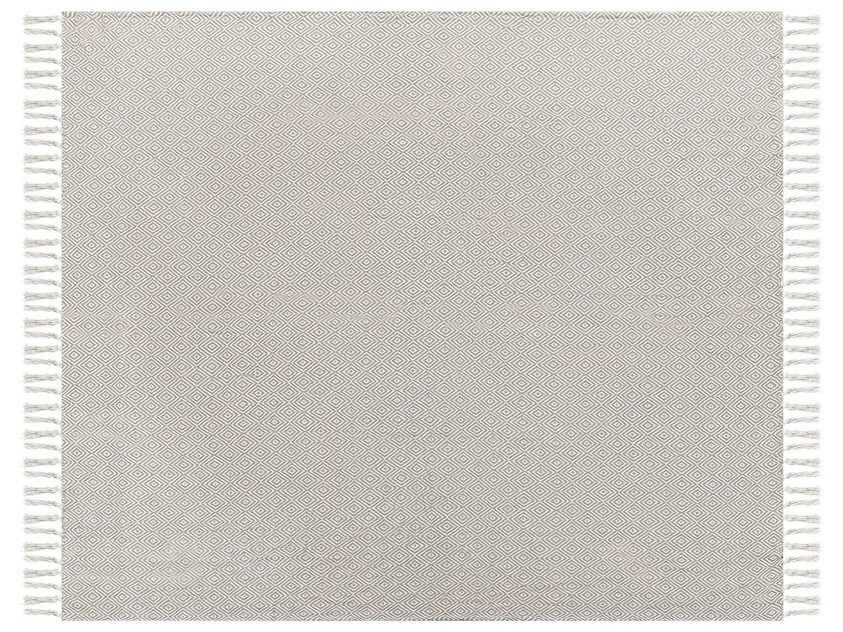 Bedspread Taupe Cotton 220 x 240 cm with Tassels Living Room Bedroom Textiles Beliani