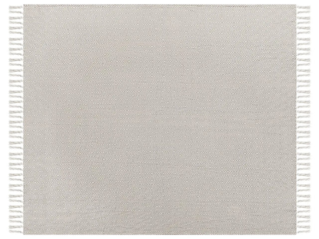 Bedspread Taupe Cotton 220 x 240 cm with Tassels Living Room Bedroom Textiles Beliani