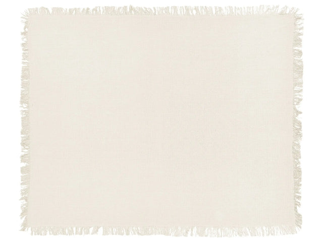 Bedspread White Cotton Fabric 150 x 200 cm with Tassels Decorative Throw Blanket Bedding Classic Design Bedroom Beliani