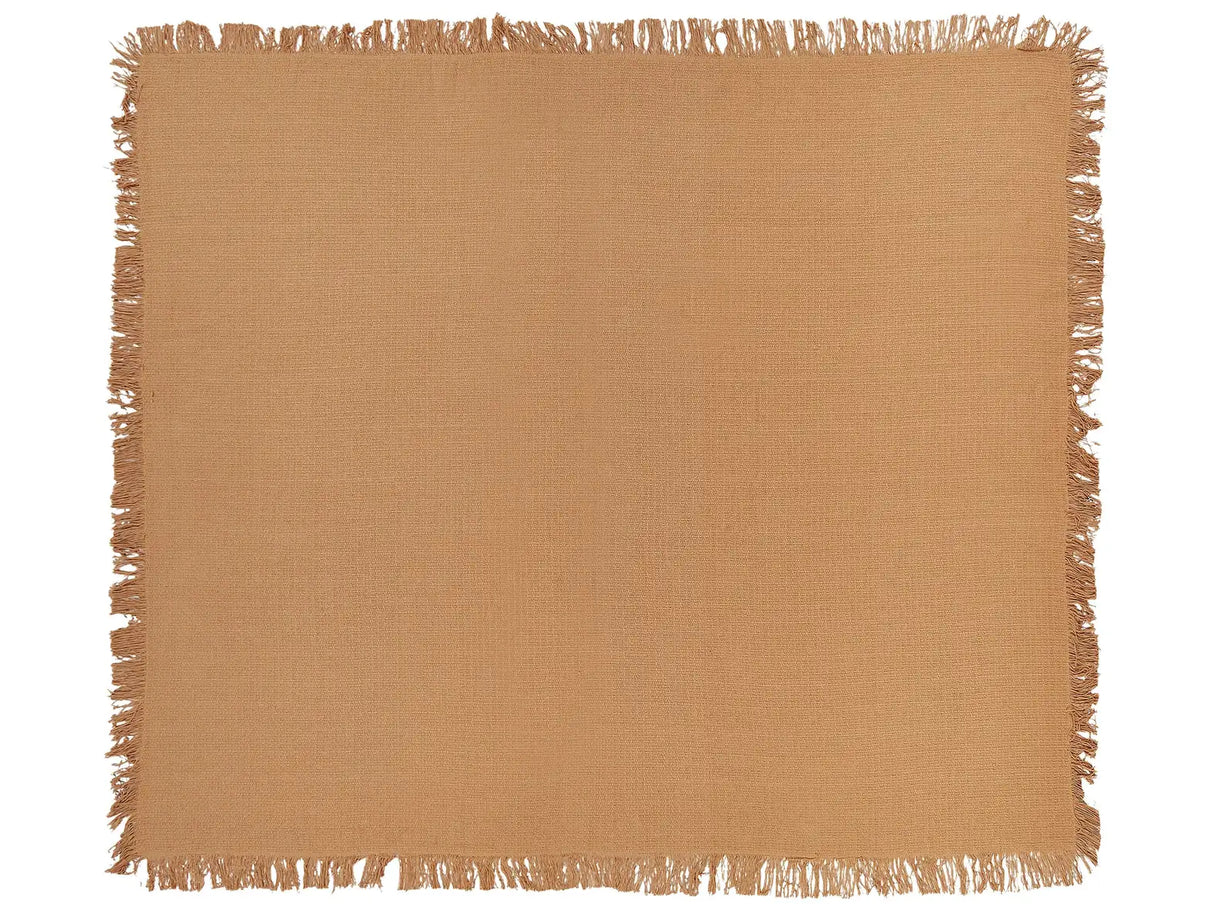 Bedspread Brown Cotton Fabric 200 x 220 cm with Tassels Decorative Throw Blanket Bedding Classic Design Bedroom Beliani