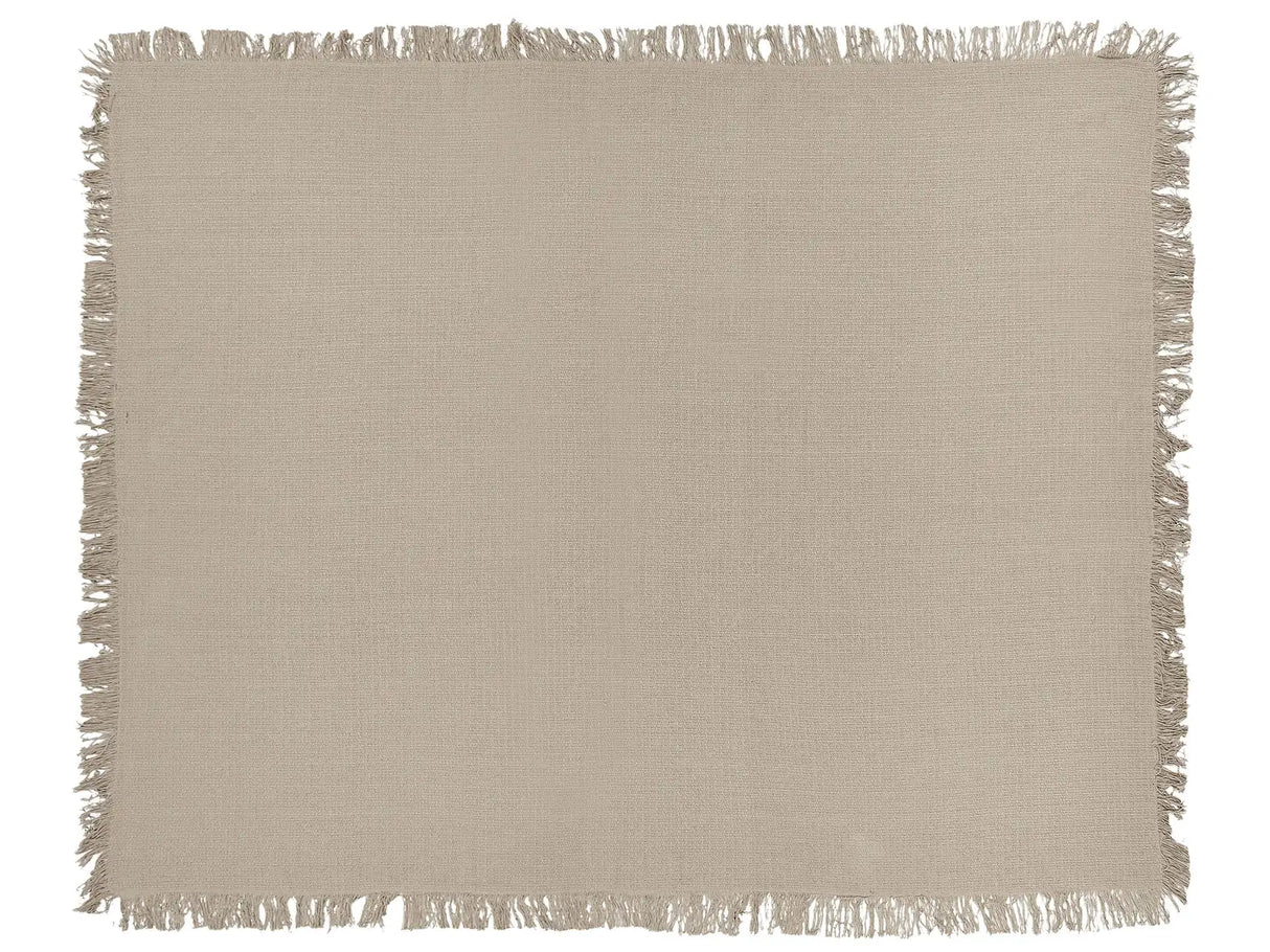 Bedspread Taupe Cotton Fabric 150 x 200 cm with Tassels Decorative Throw Blanket Bedding Classic Design Bedroom Beliani