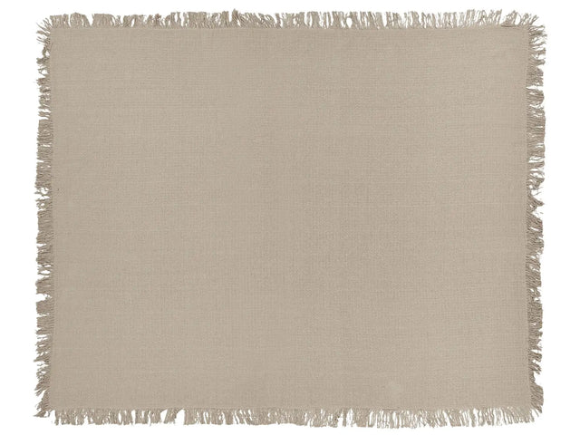 Bedspread Taupe Cotton Fabric 150 x 200 cm with Tassels Decorative Throw Blanket Bedding Classic Design Bedroom Beliani