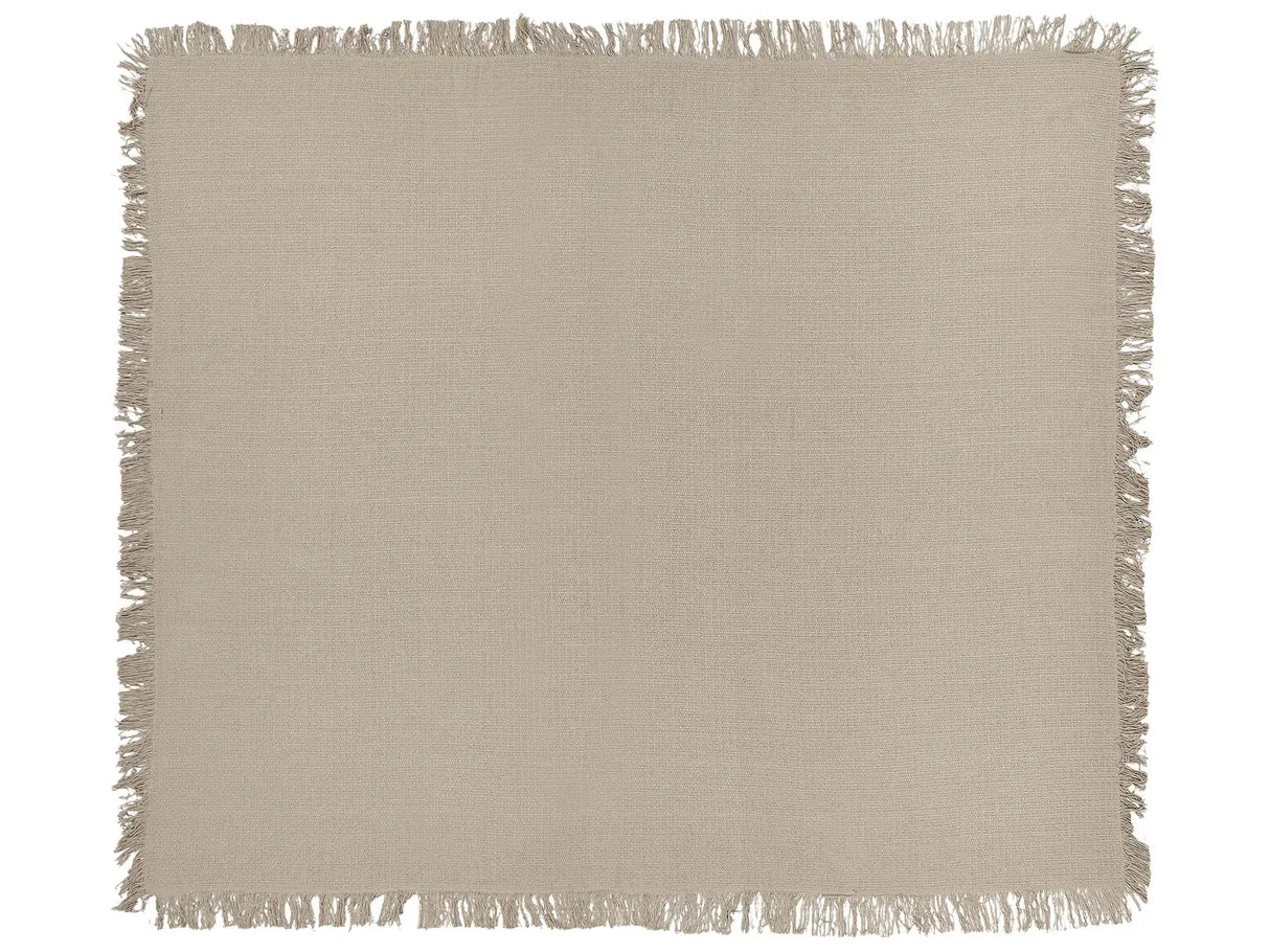 Bedspread Taupe Cotton Fabric 200 x 220 cm with Tassels Decorative Throw Blanket Bedding Classic Design Bedroom Beliani