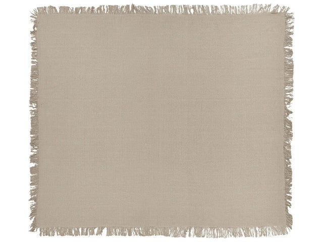 Bedspread Taupe Cotton Fabric 200 x 220 cm with Tassels Decorative Throw Blanket Bedding Classic Design Bedroom Beliani