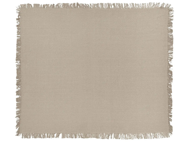 Bedspread Taupe Cotton Fabric 220 x 240 cm with Tassels Decorative Throw Blanket Bedding Classic Design Bedroom Beliani