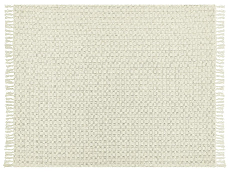 Bedspread White Cotton Fabric 150 x 200 cm with Tassels Decorative Throw Blanket Bedding Classic Design Bedroom Beliani