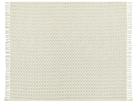 Bedspread White Cotton Fabric 220 x 240 cm with Tassels Decorative Throw Blanket Bedding Classic Design Bedroom Beliani