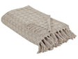 Bedspread Taupe Cotton Fabric 150 x 200 cm with Tassels Decorative Throw Blanket Bedding Classic Design Bedroom Beliani