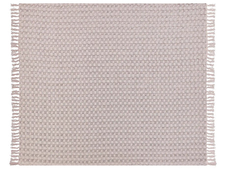 Bedspread Pink Cotton Fabric 200 x 220 cm with Tassels Decorative Throw Blanket Bedding Classic Design Bedroom Beliani