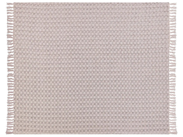 Bedspread Pink Cotton Fabric 220 x 240 cm with Tassels Decorative Throw Blanket Bedding Classic Design Bedroom Beliani