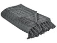 Bedspread Grey Cotton Fabric 150 x 200 cm with Tassels Decorative Throw Blanket Bedding Classic Design Bedroom Beliani