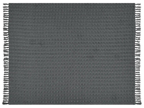 Bedspread Grey Cotton Fabric 150 x 200 cm with Tassels Decorative Throw Blanket Bedding Classic Design Bedroom Beliani