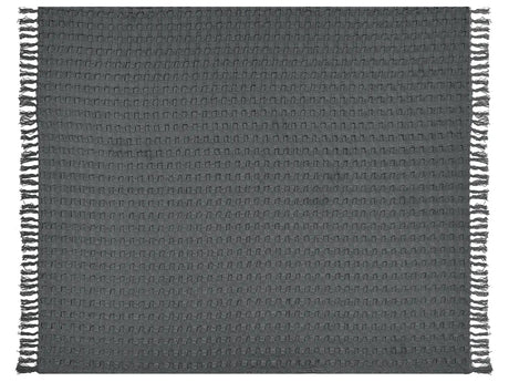 Bedspread Grey Cotton Fabric 220 x 240 cm with Tassels Decorative Throw Blanket Bedding Classic Design Bedroom Beliani
