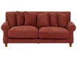 Sofa with 6 Pillows Red Fabric Polyester Upholstery Light Wood Legs 2 Seater Vintage Style Beliani