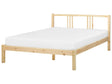 EU Double Bed Frame Light Pine Wood Double Size 4ft6 Slatted Base Modern Beliani