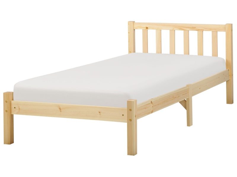 Bed Frame Light Pine Wood 90 x 200 cm EU Single Size 3ft Slatted Beliani