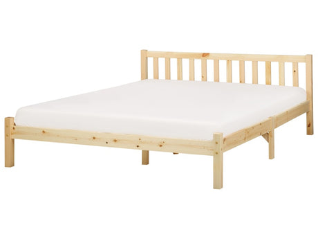 Bed Frame Light Pine Wood 160 x 200 cm EU King Size 5ft3 Slatted Beliani