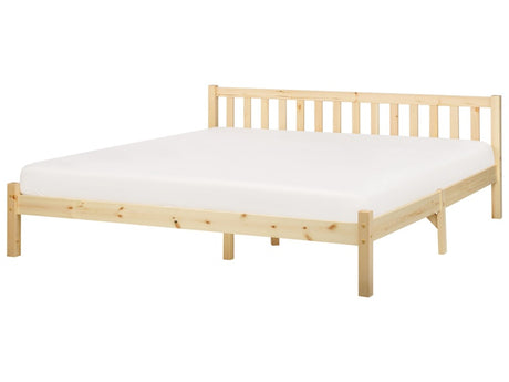 Bed Frame Light Pine Wood 180 x 200 cm EU Super King Size 6ft Slatted Beliani