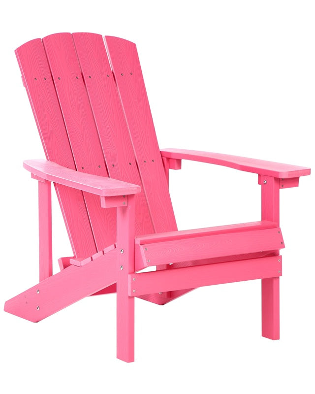 Garden Chair Pink Plastic Wood Weather Resistant Modern Style Beliani