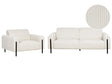 Living Room Set White Corduroy Fabric Metal Legs 3 Seater Sofa Classic Couch Armchair Settee Adjustable Backrest Modern Living Room Beliani