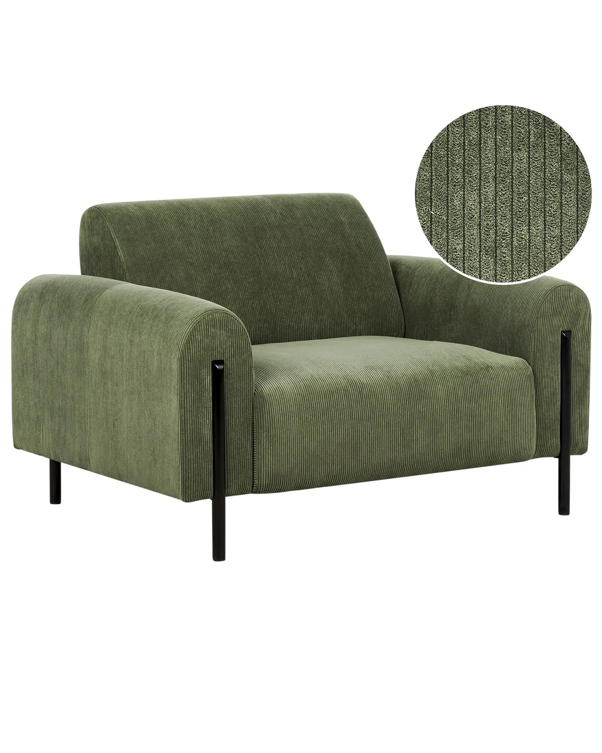 Armchair Green Corduroy Fabric Metal Legs Adjustable Backrest Living Room Modern Beliani