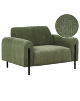 Armchair Green Corduroy Fabric Metal Legs Adjustable Backrest Living Room Modern Beliani