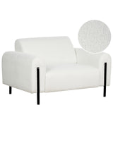 Armchair White Boucle Fabric Metal Legs Adjustable Backrest Living Room Modern Beliani