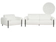 Living Room Set White Boucle Fabric Metal Legs 3 Seater Sofa Classic Couch Armchair Settee Adjustable Backrest Modern Living Room Beliani