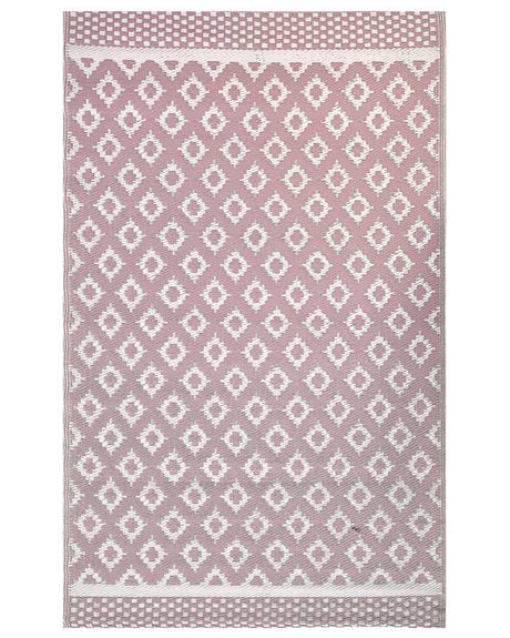 Area Rug Pink Synthetic Material 120 x 180 cm Indoor Outdoor Geometric Pattern Modern Balcony Patio Beliani