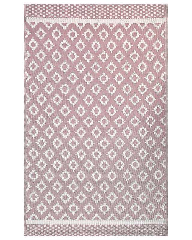 Area Rug Pink Synthetic Material 120 x 180 cm Indoor Outdoor Geometric Pattern Modern Balcony Patio Beliani