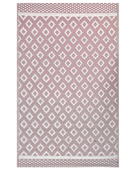 Area Rug Pink Synthetic Material 120 x 180 cm Indoor Outdoor Geometric Pattern Modern Balcony Patio Beliani